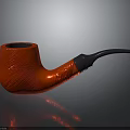 Red Textured Pipe With Black Stem On Dark Background And Reflection