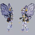 Two Fantasy Characters With Butterfly Wings Horns And Ornate Purple White Attire