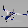 Blue And White Model Airplane With Red Stripes Transparent Cockpit And Wing Design
