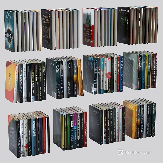 Colorful Stacked Books and Magazines Arranged in Neat Piles for Home Library 3d model 