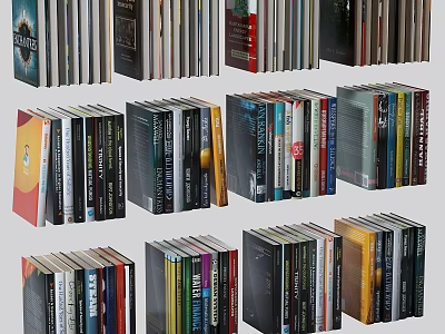 Colorful Stacked Books and Magazines Arranged in Neat Piles for Home Library 3d model