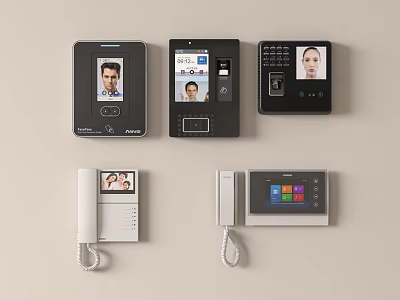 Public Facility Access Control And Intercom Devices With Display Screen And Fingerprint Scanner 3d model