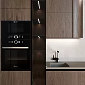 Modern Kitchen Interior With Wooden Tone Cabinets And Integrated Central Counter Design