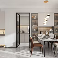 Modern Neutral Open Plan Living And Dining Room With Comfortable Sofas And Panoramic City View