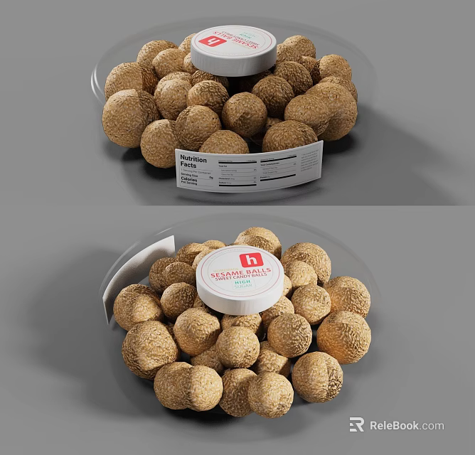 Fresh Melon Seeds In Transparent Container With White Lid And Label 3d model 