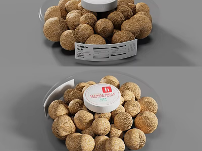 Fresh Melon Seeds In Transparent Container With White Lid And Label 3d model