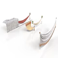 Scenic Hanging Drapery Decor Elements With Colorful Fabrics And Metal Brackets