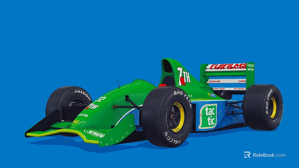 Green Formula Race Car Featuring Castrol Logo 7H Number And Pirelli Tires 3d model 