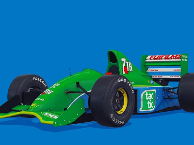 Green Formula Race Car Featuring Castrol Logo 7H Number And Pirelli Tires 3d model