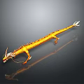 Golden Mythical Dragon With Long Tail Shiny Scales And White Mane