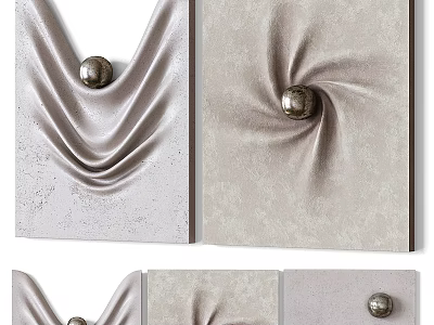 Elegant Luxury Wall Decor With Pleated Texture And Metallic Ball Accents 3d model