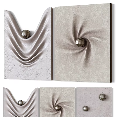 Elegant Luxury Wall Decor With Pleated Texture And Metallic Ball Accents 3d model