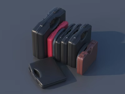 Assorted Colored Hardware Toolboxes Stacked For Storage And Organization 3d model