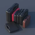 Assorted Colored Hardware Toolboxes Stacked For Storage And Organization