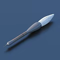 Artistic Brush With White Bristles And Gray Handle On Dark Background