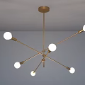 Modern Golden Chandelier With Branching Arms And Spherical White Bulbs For Contemporary Spaces