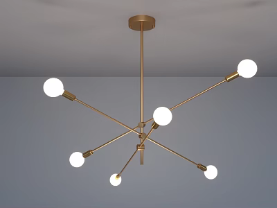 Modern Golden Chandelier With Branching Arms And Spherical White Bulbs For Contemporary Spaces 3d model