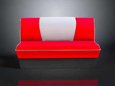 Stylish Red Modern Sofa Design With White Backrest And Black Base 3d model