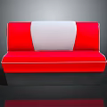 Stylish Red Modern Sofa Design With White Backrest And Black Base