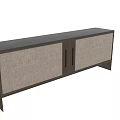 Elegant Modern Cabinet With Fabric Panels Dark Frame And Square Legs