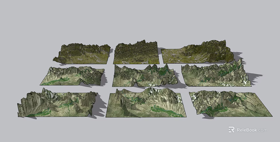 Garden Landscape Design Featuring 3D Mountain Terrain With Green Vegetation 3d model