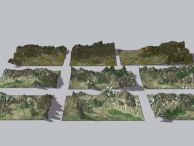 Garden Landscape Design Featuring 3D Mountain Terrain With Green Vegetation 3d model