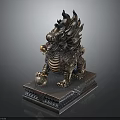 Bronze Kylin Statue Decorative Furniture Piece With Intricate Carvings And Base