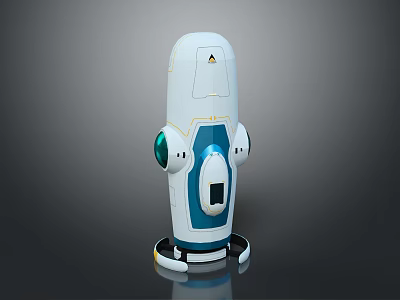 Modern Smart Machine With White Blue Body Circular Sensors And Control Panel Design 3d model