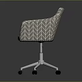 Modern Upholstered Office Chair With Armrest White Gray Geometric Pattern And Metal Caster Base