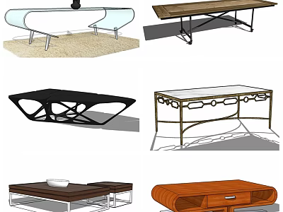 Diverse Modern Coffee Table Designs With Glass Wooden Metal Frame And Unique Shapes 3d model