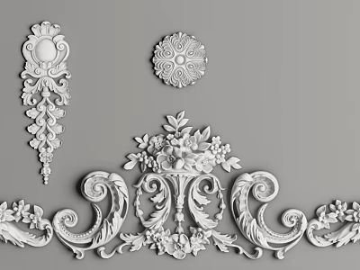 Ornate Carvings With Floral And Scroll Details 3d model