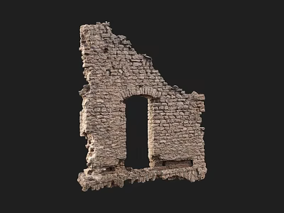 Ancient Stone Ruins Architectural Fragment With Archway And Weathered Masonry 3d model