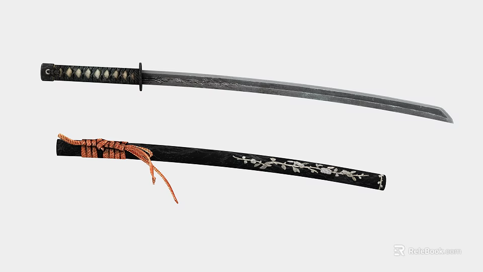 Traditional Japanese Weapon Sword With Handcrafted Blade And Ornate Sheath Design 3d model 