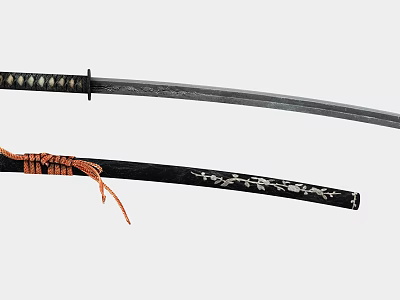 Traditional Japanese Weapon Sword With Handcrafted Blade And Ornate Sheath Design 3d model