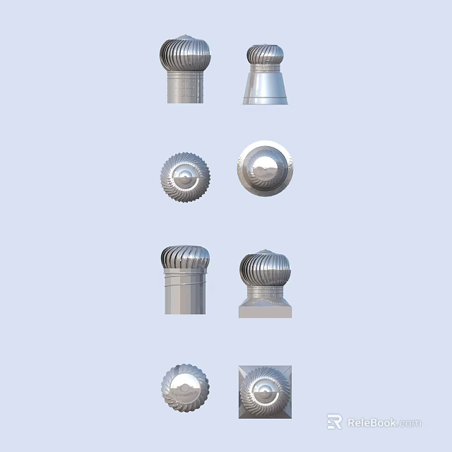 Industrial Ventilation Equipment Metal Components With Various Cylindrical And Dome Shaped Designs For Industrial Applications 3d model 