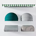 Outdoor Awnings Featuring Dome Shaped Green Gray And Striped Designs With Scalloped Edges