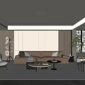 Living room sofa coffee table combination leisure chair stool floor lamp value 3d model