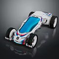 Futuristic White Concept Car With Blue Accents And Large Stylish Wheels