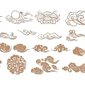 New Chinese-style Carved Xiangyun Carved Openwork Gold-plated Carved Pattern Window Flower Combination Carved Xiangyun Metal Carved Metal Xiangyun 3d model