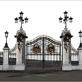 European-style courtyard iron gate 3d model