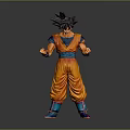 Dragon Ball Character Figure Back View In Orange Outfit With Blue Belt And Black Hair