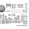 Various Gray Building Components With Different Shapes For Model Assembly 3d model