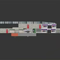 Modern Shopping Mall Interior With Marble Columns Glass Ceiling Escalator And Tables Chairs