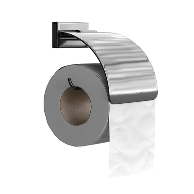 Modern Stainless Steel Toilet Paper Holder With Wall Mount Design And Paper Roll 3d model