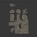 Gray Stone Brick Scene Component With Arranged Blocks And Scattered Pieces