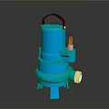 Blue Submersible Water Pump With Black Handle And Stable Base Structure Design 3d model