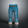 Comfortable Stylish Blue Denim Jeans With Brown Belt And White Fleece Cuffs