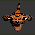 Cartoon Style Tiger Sculpture With Orange Black Stripes And White Belly Standing Pose