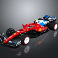 Red Race Car Featuring Shell Logo Blue White Accents White Wheels And Streamlined Design