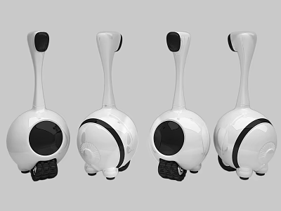 Smart Machines With Curved White Body Black Accents And Modern Intelligent Features 3d model
